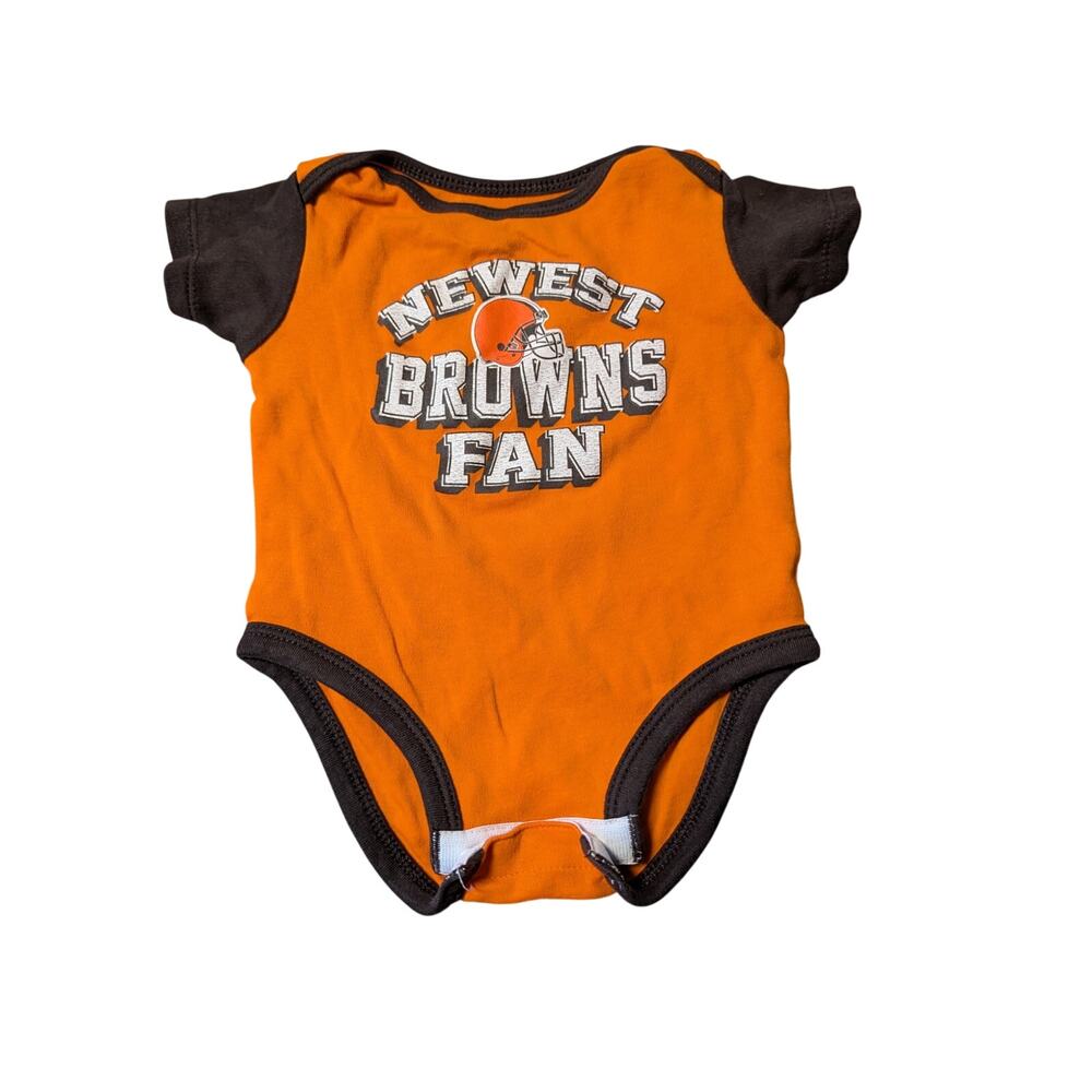 TEAM NFL "NEWEST BROWNS FAN:CLEVELAND BROWNS outfit; size 3-6 mos